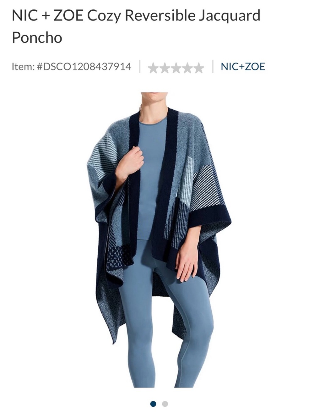NIC+ZOE Reversible Jacquard Poncho- one size fits all